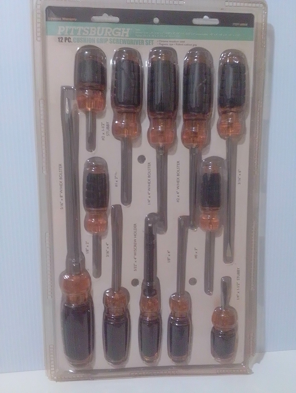 Pittsburgh 12pc Cushion Grip Screwdriver Set - Black & Amber Handles